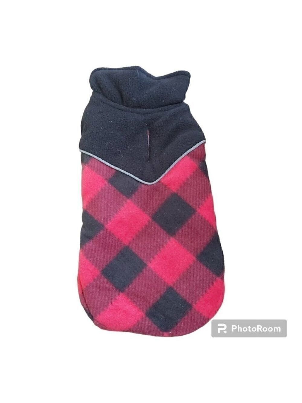 REFLECTIVE Red And Black Buffalo Plaid 100% Polyester Dog Coat - Size XS